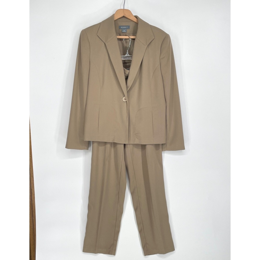 Koret Women Pant Suit M/10 2-Piece Tan Blazer and‎ Trousers Set Professional